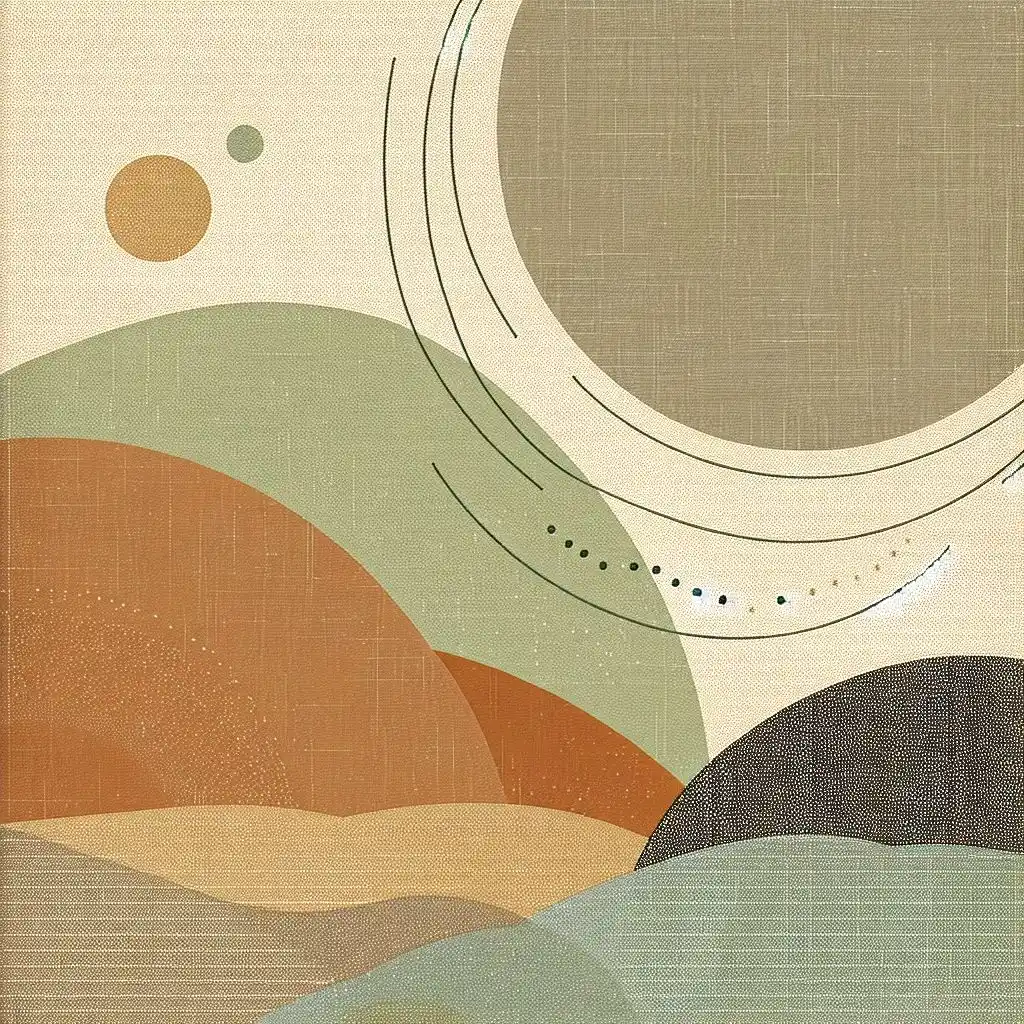 Abstract flowing shapes representing a gentle morning rhythm with warm amber and sage tones